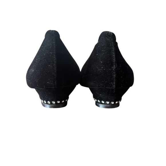 Nina Black Velvet Loafers with Gold Accent - Picture 2 of 6